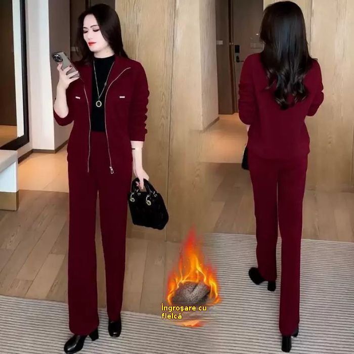 💥【M-4XL】Traje casual de terciopelo grueso para mujer (chaqueta + pantalones)