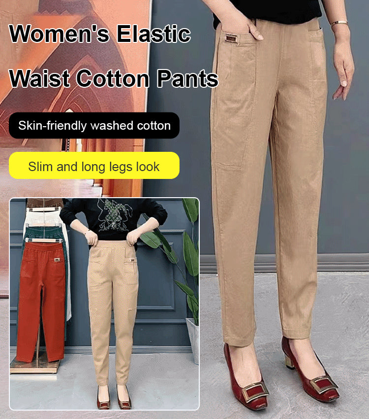 【M-6XL】Pantalones casuales versátiles de color sólido microelásticos de gran tamaño