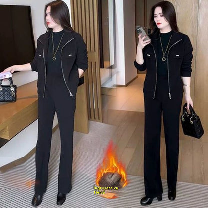 💥【M-4XL】Traje casual de terciopelo grueso para mujer (chaqueta + pantalones)